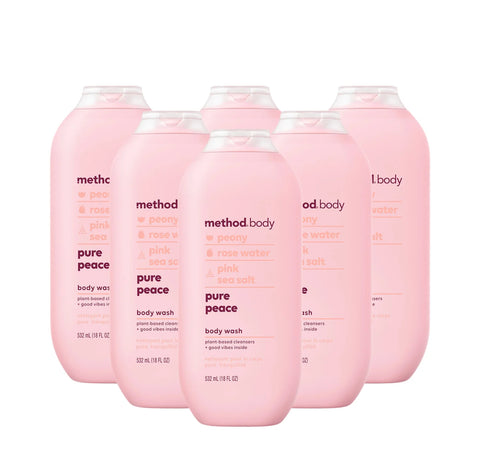 pure peace body wash 6-count bundle, 108 fl oz