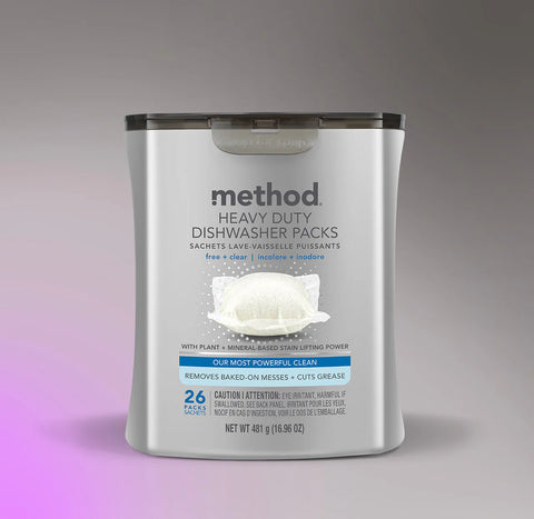 heavy duty dishwasher packs - free + clear, 26 ct