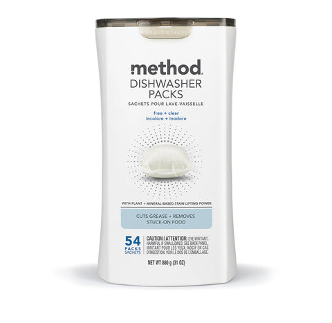 dishwasher packs - free + clear, 54 ct