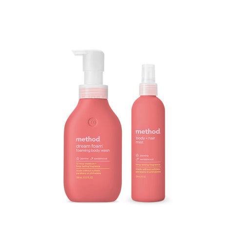 jasmine + sandalwood body wash + mist duo
