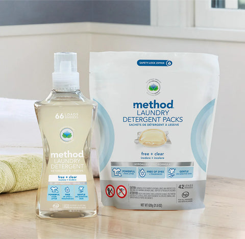 laundry detergent - free + clear, 53.5 fl oz