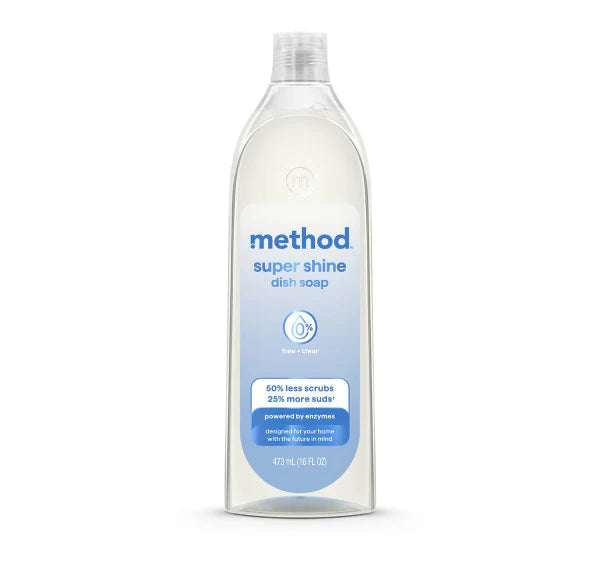 super shine liquid dish soap - free + clear, 16 fl oz